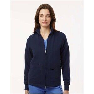 Jaanuu Women's Ceri Essential Full-Zip 6-Pocket Scrub Jacket - W60001 - Navy XL